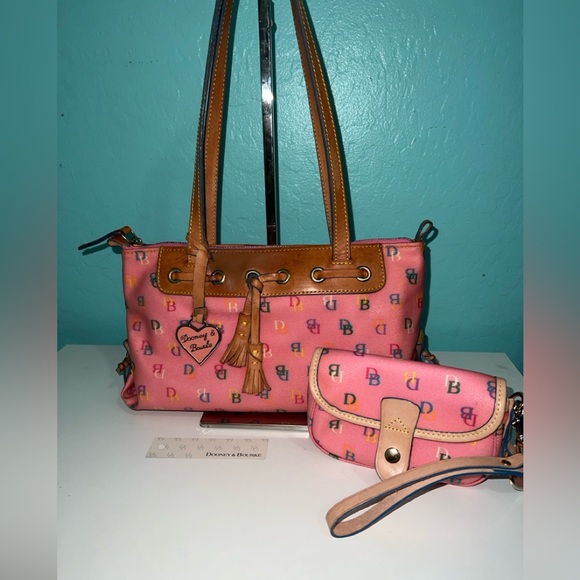 Dooney & Bourke Handbags - Vintage Dooney & Bourke Pink Rainbow Monogram Top Handle Satchel & Wristlet